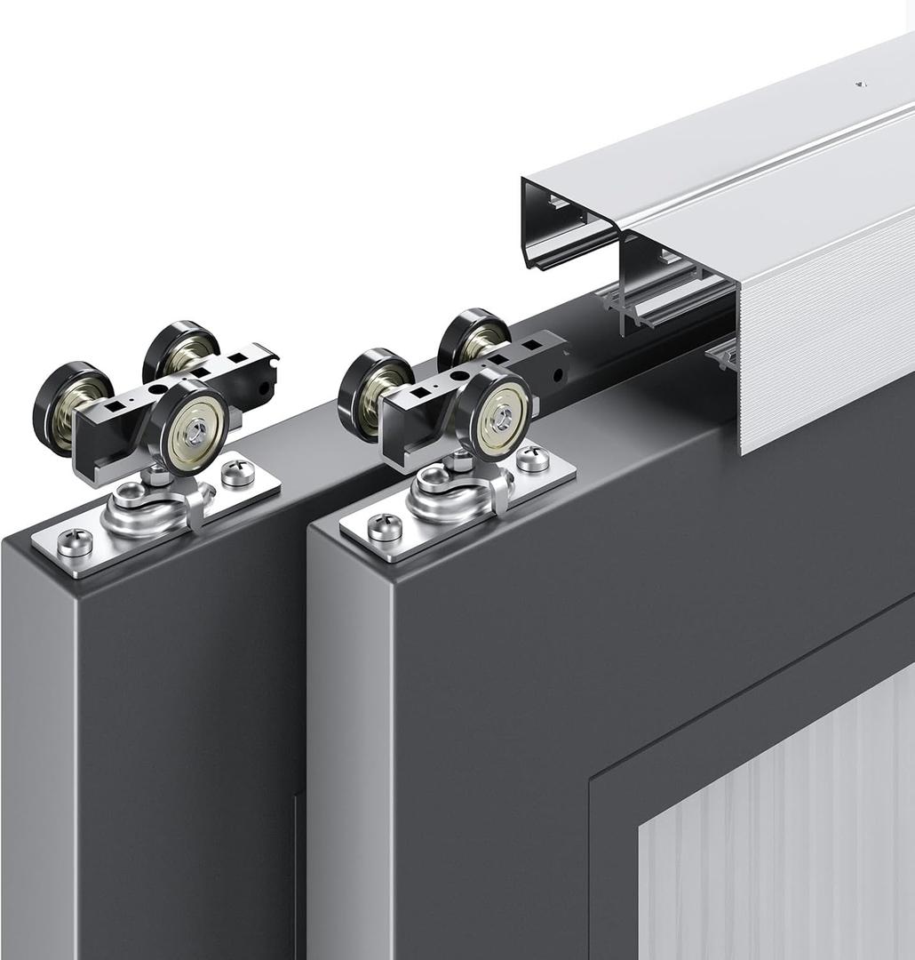 EaseLife 4FT/48in Bypass Double Sliding Pocket Door Hardware Kit,Commercial Grade,Aluminum,Bypassing Closet Doors Track for 2 Door System,Slide Smoothly Quietly,Easy Install,No Door