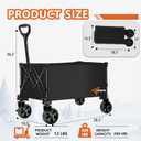 CUMNTQ Wagons Carts Foldable, 350lbs Weight Capacity Collapsible Wagon with All-Terrain Wheels, Grocery Cart on Wheels for Shopping Camping Garden Sports Beach Black