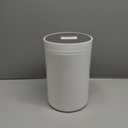 mDesign Small Round Plastic Trash Can Wastebasket, Garbage Container Bin with Swing Top Lid - for Bathrooms, Kitchens, Home Offices - 1.3 Gallon/5 Liter - White/Gold (Pack of 1)