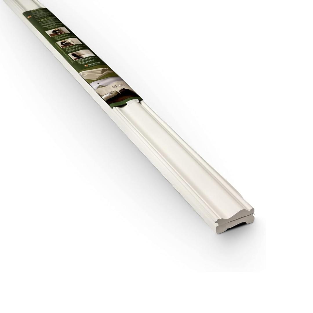 PVC Wainscoting Trim Kit - Chair Rail & Base Molding for Beadboard & Shiplap PVC Wall Panels - Easy Install Waterproof Trim for Bathrooms & Kitchens (White, 2 Piece Kit)