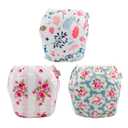 Babygoal Baby Girl Swim Diapers 3 Pack for 8M-3T Babies and Toddlers, Reusable Adjustable Washable for Swimming Lessons-Flower (Large, 01 Rose & Peach Blossom)