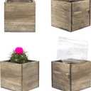 CYS EXCEL Cube Planter Box with Removable Plastic Liner (4"x4"x4")(4 PCS) | Multiple Size Choices Wood Square Planter | Indoor Decorative Window Box
