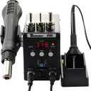 Soldering Station Black 8586 700W 110V Hot Air Gun Solder Iron SMD SMT BGA Rework Desoldering Welding Repair Tools (Black 8586 SET-1)