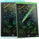 [2 Pieces] 12 Inch LCD Colorful Writing Graphic Tablet, Erasable Drawing Board, Kids Gift, Graphic Board for Games for 3 4 5 6 7 Years (Blue & Green)