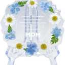 Gift for Mom Resin Floral Keepsake Plate Decor with Pressed Real Flowers (Blue & White)– Mom Birthday Gifts, Unique Handmade Keepsake for Women
