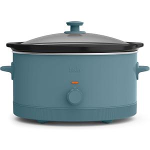 bella 6.0 Qt Manual Slow Cooker, Ceramic Nonstick Coating, 3 Temperature Settings, Dishwasher Safe Stoneware Pot and Tempered Glass Lid, Cool Touch Handles & Tangle Free Cord Wrap, Surf