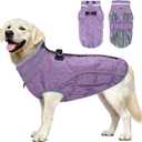 Malier Dog Coat, Reflective Dog Jacket Waterproof Windproof Puppy Cold Weather Coats with Harness Built in, Winter Extra Warm Pet Coat Fleece Vest for Large Pets and Puppy (Purple, XLarge)