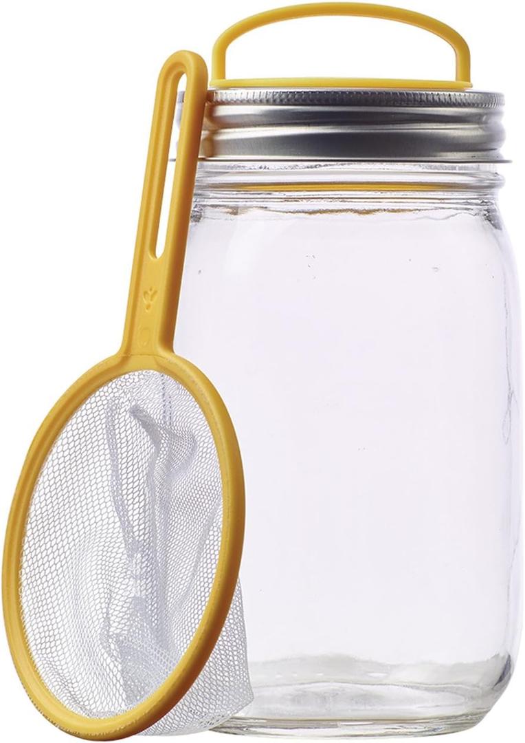 Jarware Firefly Catcher Kit for Regular Mouth Mason Jars, Yellow Jarware Firefly Catcher Kit for Regular Mouth Mason Jars, Yellow