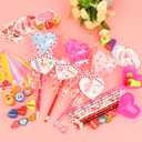 Valentines Day Gifts for Kids - 24 Pack Valentines Day Heart-Giant Lollipop-Shaped Stationery Gift Classroom Prize with Valentine Gifts Cards for Friends School Exchange Boys Girls Party Favors (Rose)