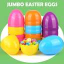 18 Pack 6 Inches Jumbo Easter Eggs, Large Empty Plastic Easter Eggs Bulk, Empty Colorful Bright Eggs for Easter Egg Hunt, Surprise Eggs, Basket Stuffers Fillers, Easter Party Favor