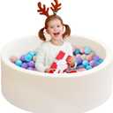 Baby Ball Pit for Toddlers, 35.4"x 11.8" Foam Ball Pit for Kids, Soft Round Ball Pool for Baby, Indoor and Outdoor Playpen, Ideal Gift for Children, White, (Balls not Included)