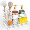 Cisily Stainless Steel Kitchen Sink Caddy Organizer, Rustproof Non-Slip Soap Dish Dispenser Brush, Sponge Holder for Kitchen Sink, Organization and Storage (White)