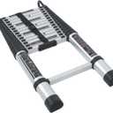 Telescoping Extension Ladder 14.5 FT, Folding Telescopic Aluminum Ladders with Hooks, Lightweight Collapsible Ladder Step for RV Roof Attic Home, 330 LB Capacity