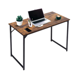 Homemaxs Computer Desk Home Office Table: Long Desk for Work Study Writing Rustic Industrial Tall PC Table for Small Space Bedroom with Wide Large Desktop Metal Wood 47inch Rustic Grey