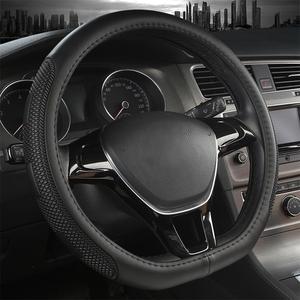 D Shape Steering Wheel Cover,Universal 14.5-15 Inch Car Black Leather Steering Wheel Wrap with Better Sport Grip for Men Women,Fit D Shaped Flat Bottom Steering Wheel
