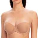 MELENECA Women's Underwire Smooth Multi-Way Uplift Padded Push Up Strapless Bra 44E