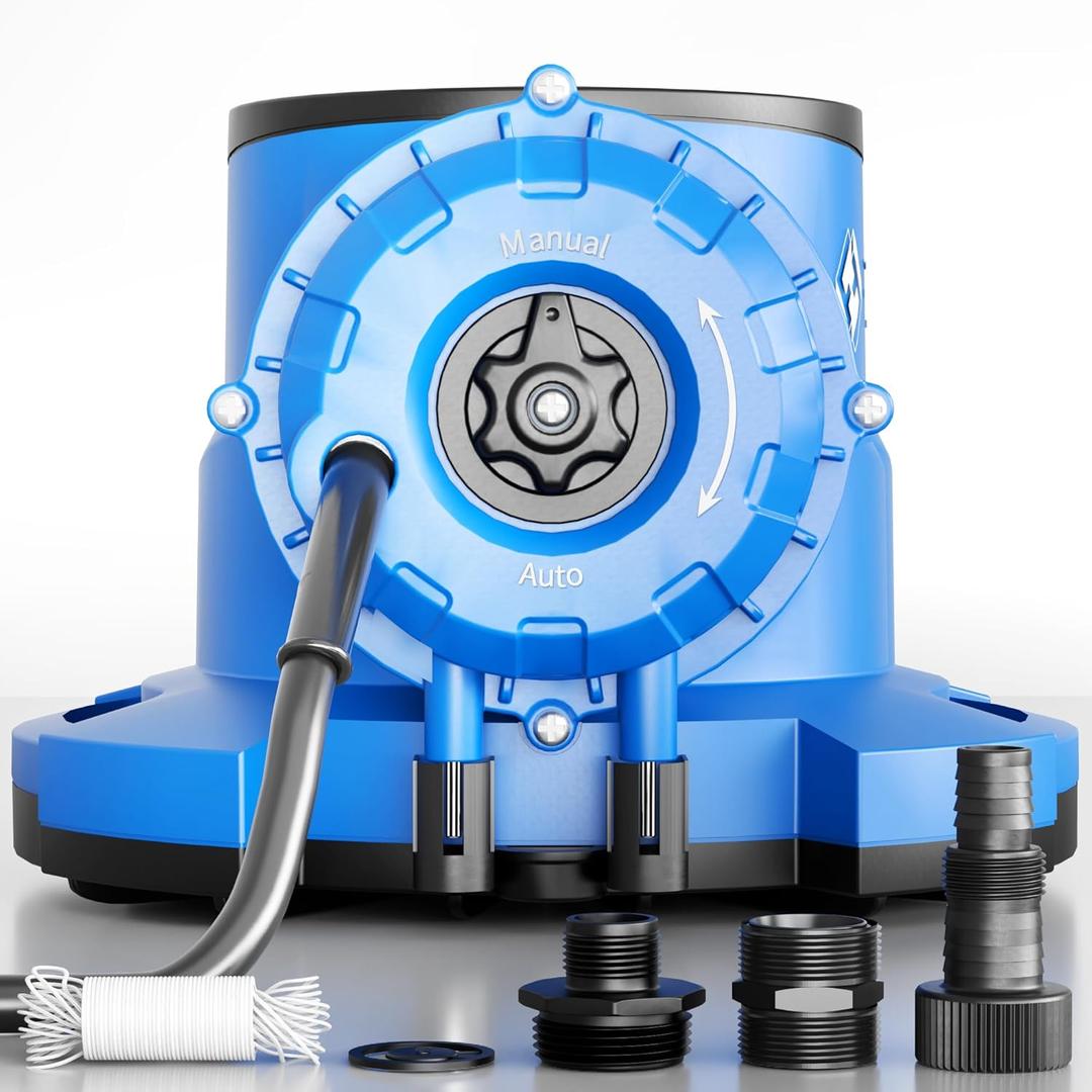 FOTING 2025 Upgraded 1/3 HP Automatic Swimming Pool Cover Pump 2250 GPH Submersible Water Pump, Water Removal with 3/4 Check Valve Adapter & 25ft Power Cord, Drainage for Ponds, Rooftops, Water Beds