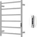 Heated Towel Racks for Bathroom, Wall Mounted Electric Towel Warmer Racks with Timer & Temperature Control, 6 Bar Stainless Steel Towel Heater for Bathroom, Brushed Silver, Plug-in