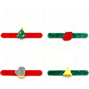 2 x 4 Pack Christmas Snap Bracelets - Festive Deer & Tree Design Elastic Wristbands forTenns Adults, Christmas Party Supplies, Stocking Stuffers Gift Bag Fillers