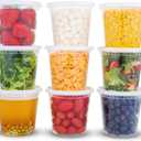 DuraHome Deli Containers with Lids 24oz. Leakproof 30 Sets BPA-Free Plastic Food Storage Cups Clear Airtight Takeout Container Heavy-Duty, Microwaveable Freezer Safe Disposable/Reusable