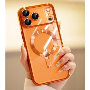 for iPhone 17 Pro Case with 1x Screen Protector, [Compatible with MagSafe] [Integrated Camera Protection], Non Yellowing Slim Cute Women Girly Magnetic Cover for iPhone 17 Pro 6.3", Orange