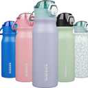 BJPKPK Stainless Steel Insulated Water Bottle With Straw Lid 25oz Reusable Metal Thermo Bottles Keep Cold And Hot,Modern Blue