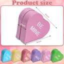 Resurhang 6pcs Conversation Heart Boxes for Valentine's Day, 4 Inch Candy Heart Gift Box Set Bulk Hugs Be Mine Love You Kiss Me Design Valentine Party Classroom Exchange Favors Portable Snack Sharing