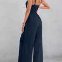 AGERWAY Womens Summer Jumpsuits Dressy Sexy V Neck Twist One Piece Outfits Sleeveless Casual Wide Leg Long Pant Rompers (S)