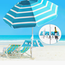 Beach Umbrella - Beach Umbrella for Sand Wind Portable with Tilt Pole, 6.56 FT Arc Length 5.9 FT Diameter, Heavy Duty Wind Resistant Striped Large Umbrellas, UV 50+ Parasol with Anchor Screw Adjustable Height