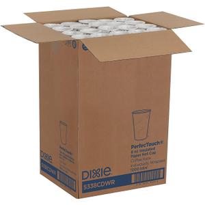 Dixie PerfecTouch, 5338CD, Coffee Haze, 8 oz., Individually Wrapped Insulated Paper Hot Cup by GP PRO (Georgia-Pacific) (Case of 1, 000 Cups), Coffee Haze Design