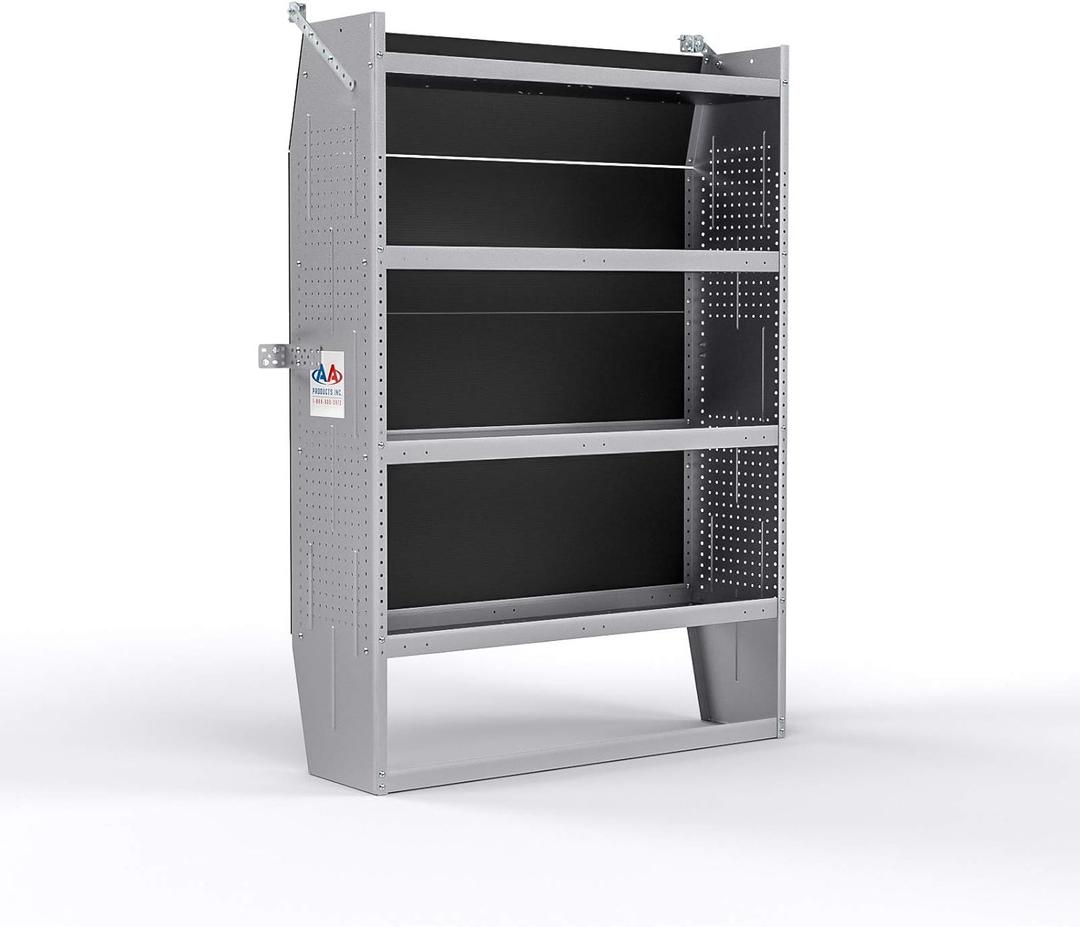 AA Products SH-6004 Steel Mid/High Roof Van Shelving Storage System Fits Transit, NV, Promaster and Sprinter, Van Shelving Units, 42''W x 60''H x 13''D