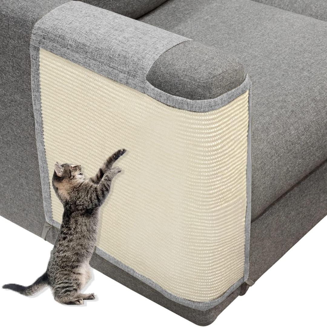 Cat Scratch Couch Sofa Protector with Natural Sisal for Protecting Furniture Couch Chair Sofa Light Grey