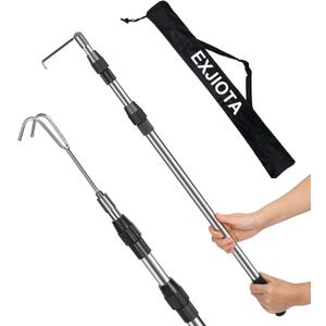 EXJIOTA Truck Cargo Grabber, 6FT Truck Cargo Retriever Telescoping Pole with Two Hooks, Truck Grabber Reach Tool for Pickup Truck Bed Grabber Heavy Duty Truck Accessories