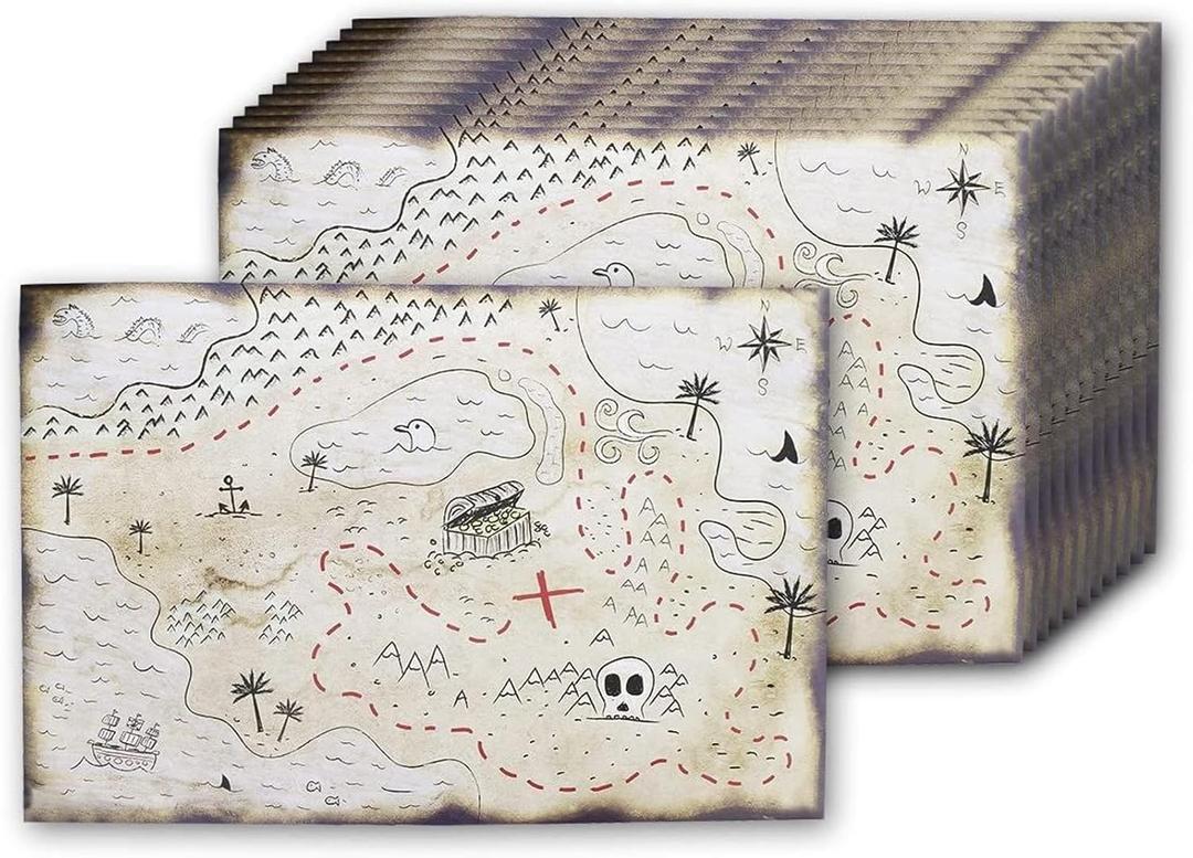 Blue Panda 12 Pack Double Sided Pirate Treasure Map