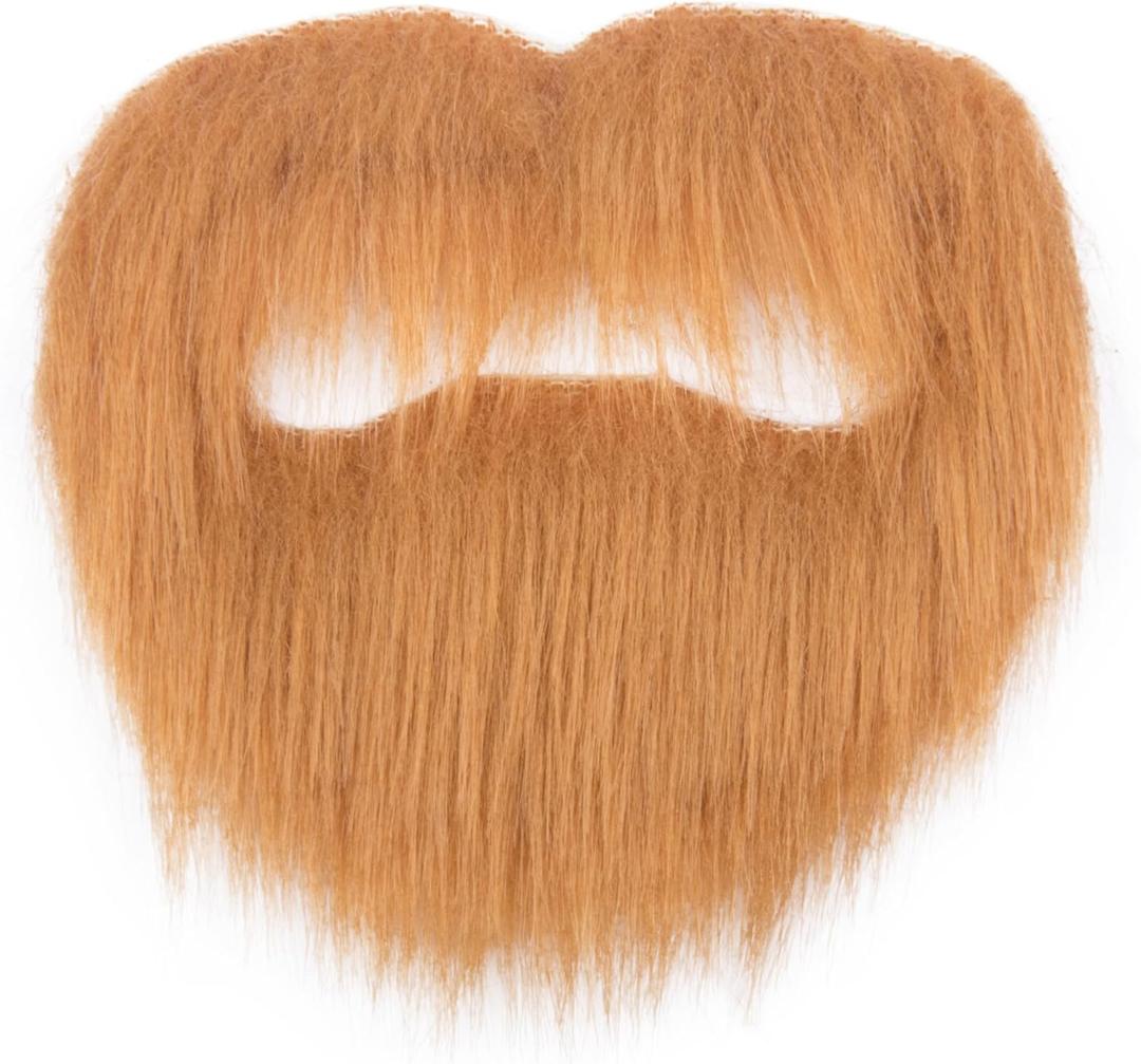 Cosela Self Adhesive Fake Mustache Men Cosplay Costume Facial Hair Halloween Novelty Stick On Fake Beard (Orange)