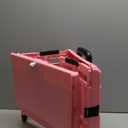 VUSIGN Folding Utility Cart, Foldable Rolling Crate Handcart with Lid, Portable Collapsible Shopping Trolley Tool Box, 4 Rotate Wheels for Grocery, Office, Travel, Teacher, Luggage, Pink