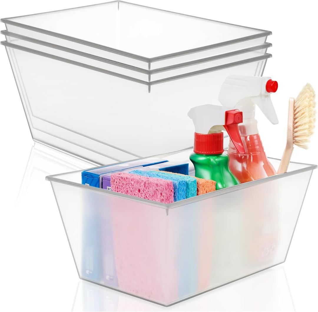 STORi Clear Plastic Storage Bins, Pantry Organizers & Storage Containers, Cabinet Organizer, Home Organization Must Haves for Kitchen, Laundry, Office, Closet & Garage, Frosted Bins, Made in USA