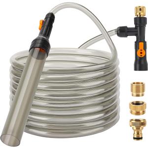 hygger Bucket-Free Aquarium Water Change Kit Metal Faucet Connector Fish Tank Vacuum Siphon Gravel Cleaner with Long Hose 25FT Drain & Fill (25 Foot(Pack of 1))