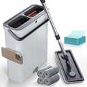 Compact Floor Mop and Bucket - Flat Mop and Bucket with Wringer Set Hands Free | Wet Dry Mop for Apartment, Tiny Home, RV, Windows, Wall (Compact Mop Bucket System Set (4 Pads))