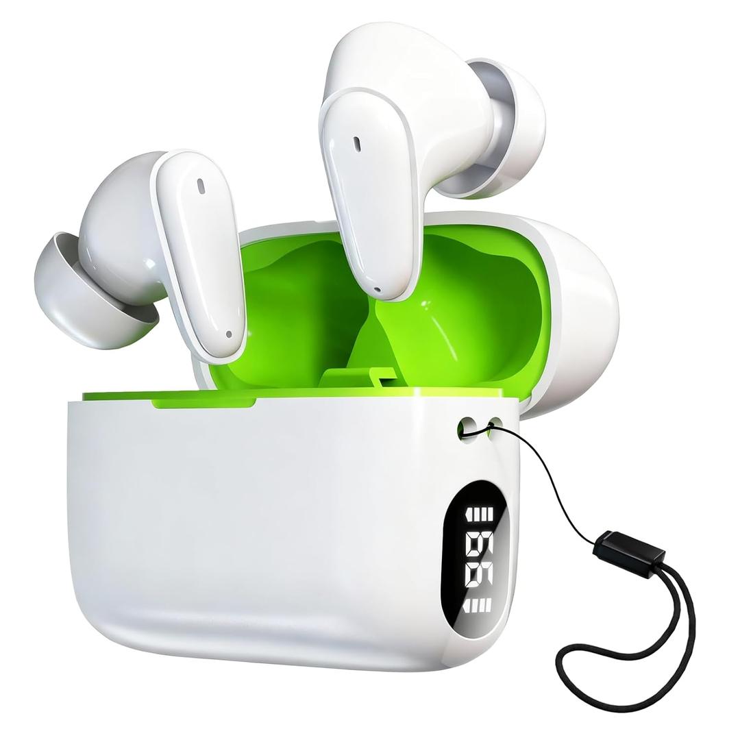Hearing Aids, Miniature Hearing Amplifiers for Adults Seniors Noise Cancelling, Rechargeable Hearing Aids with Crystal Clear Sound, and LED Power DisplayWhite-Green)