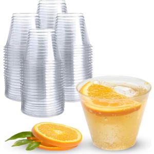 Prestee Pack of 400 Small Clear Plastic Cups - 5oz Disposable Cocktail Glasses - Stackable Plastic Party Tumblers for Serving Wine, Champagne, Punch, Soda, or Snacks