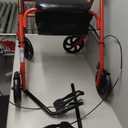 Drive Medical Rollator Walker with Seat - Stable Mobility Support - Height Adjustable - Durable Steel Frame Construction - Smooth 7.5" Wheels - Foldable Frame - 350 Lb Limit - Red