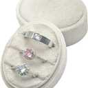 Velvet Wedding Ring Box - Octagon 3 Slots Engagement Ring Boxes with Hinged Lid for Proposal Engagement Wedding, Proposal Ring Box-PRB009-Beige-3 Slots