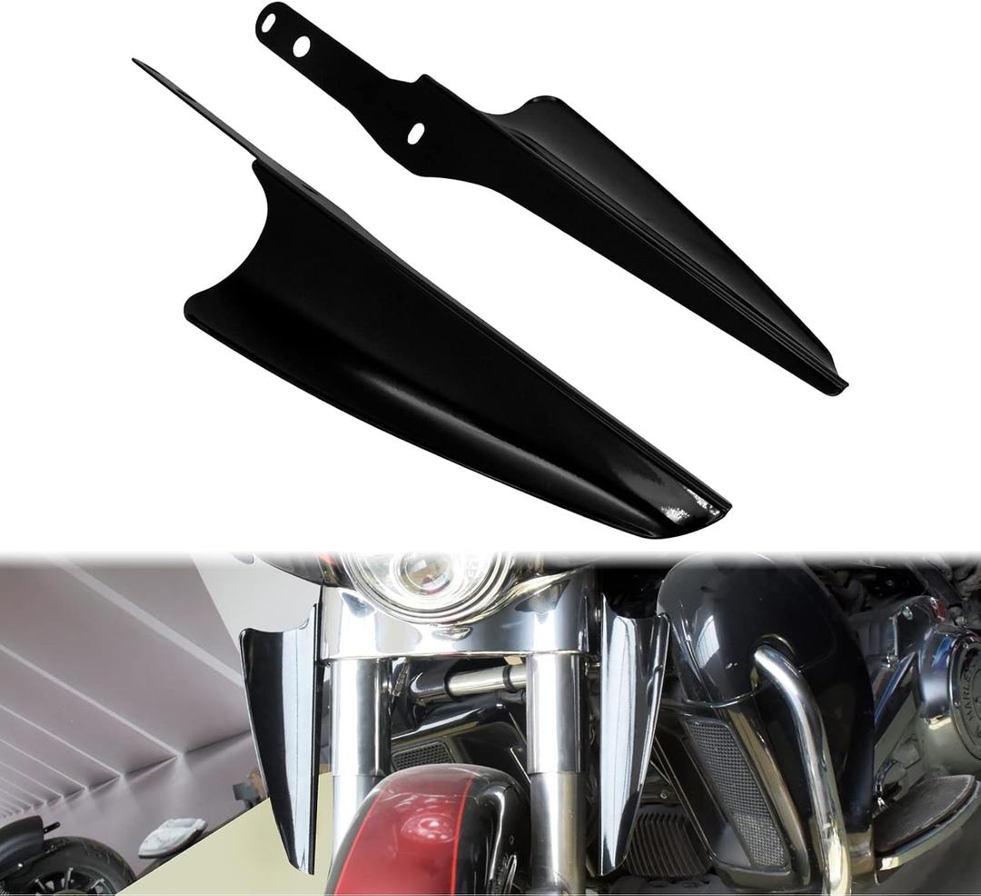 Front Fork Mount Wind Deflectors Compatible with Harley Electra Glide Road King Street Glide 1995-2023 (Color:Black)