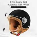 DOT Approved Kids 3/4 Open Face Motorcycle Helmet, Retro Vintage Lightweight Helmets, for Boys & Girls 3-15 Years Old Electric Scooter Helmet Fits Dirt Bike Moped ATV Go Kart 4 Wheeler
