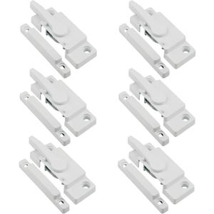 6 Pack Window Sash Locks,Window Latch Cam Action White Window Locks for Double Hung Security Viny Window Latches with Keeper Diecast,Replacement Parts for Vertical and Horizontal Sliding Windows