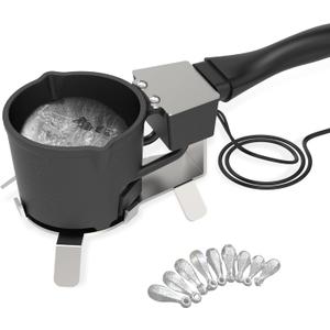 Electric Lead Melting Pot, 5lb Capacity Metal Smelter for Fishing Weights & Bullet Casting Molds, Quick-Heating Lead Furnace with Durable Cast Iron Pot and Stainless Steel Base (Drak Gray)