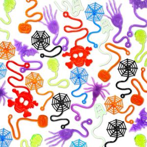 JOYIN 60 PCS Halloween Stretchy Sticky Toys, Slap Sticky Hands Bulk for Kids Gift, Pumpkin, Ghost, Spider, Skeleton, Party Favors Classroom Game Prizes, Halloween Goodie Bags Stuffers