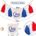 Baseball One High Chair Banner - Blue,White,Red 1st Birthday Decorations,Rookie of The Year High Chair Banner,Baseball First Birthday Photo Props
