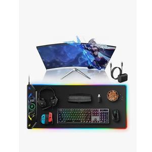KDD RGB Gaming Mouse Pad with Magnetic Organizer Set  8 in 1 Desk Keyboard Mat with Desktop Storage for Headset & Controller Stand/Remote Holder/Pen Holder/Cable Management for Gamer Accessory Setup